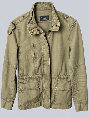Love Tree Women's L Olive Green Military Utility Field Jacket Cargo Boho